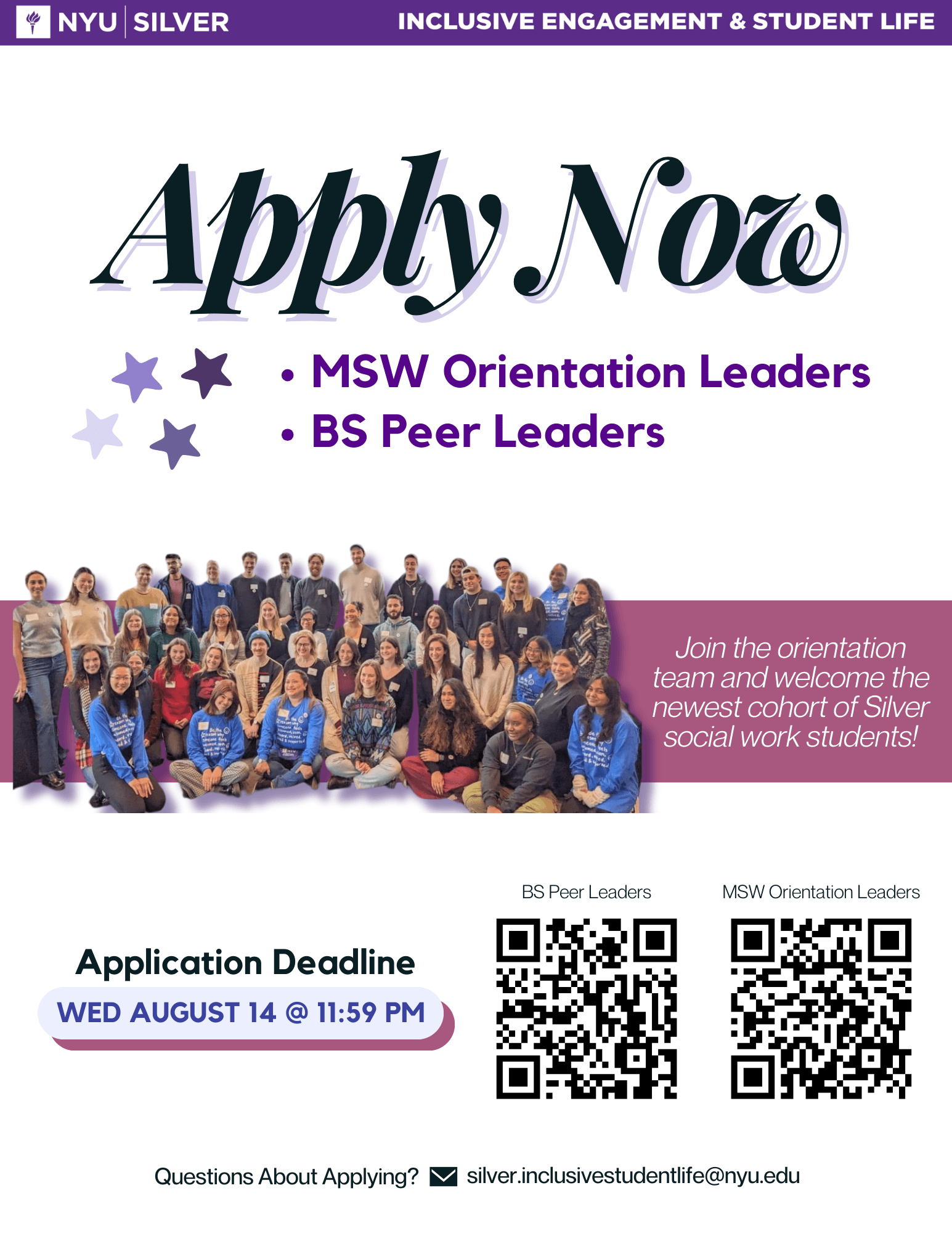 Call for Student Volunteers @ Orientation